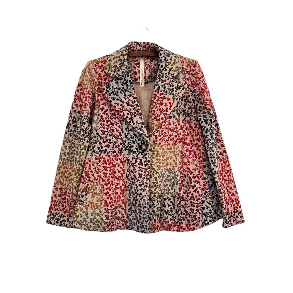 Uncle Frank Womens Multicolor Floral One Button Jacket Blazer Size Medium